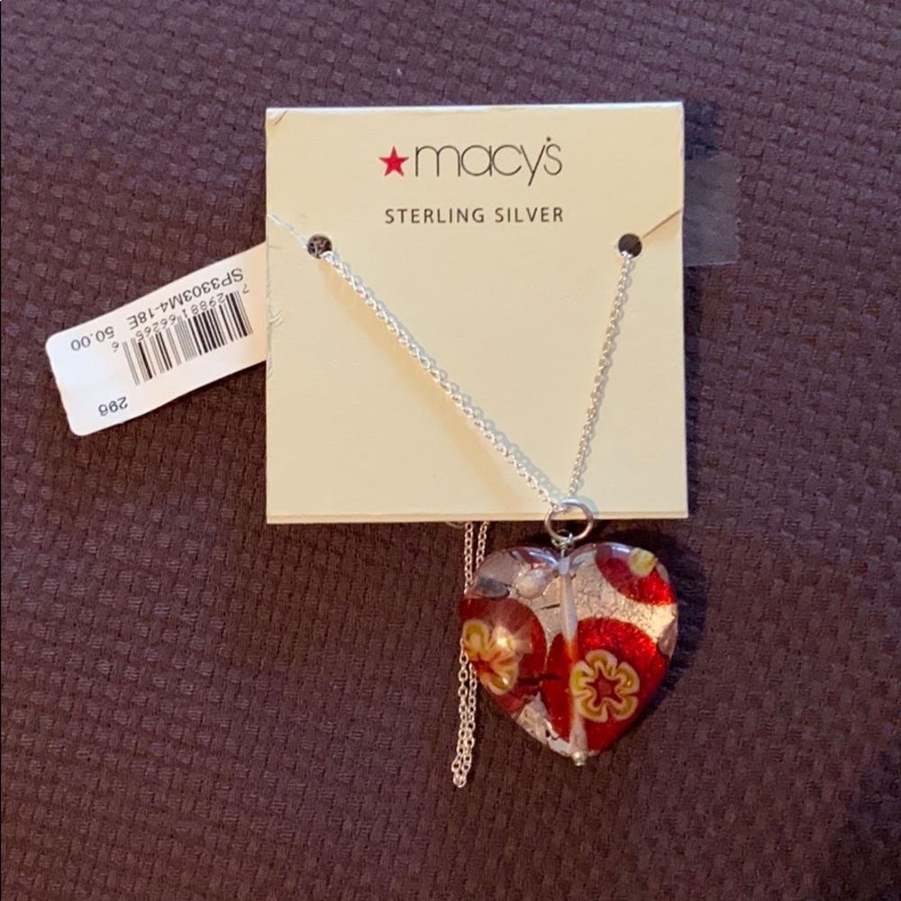 Sterling silver with glass pendant necklace